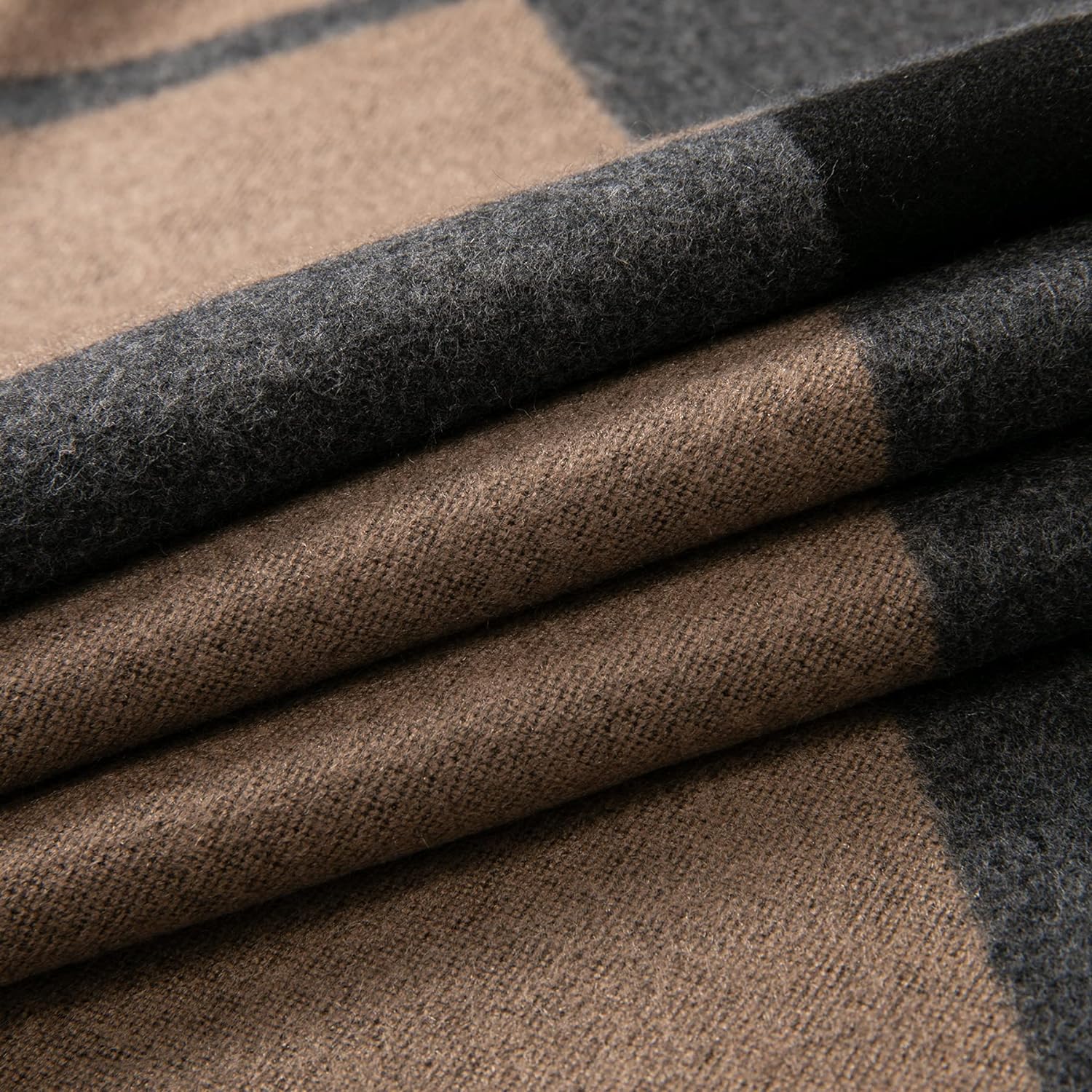 Lindoro Men's Cozy Tartan Check Merino Wool Scarf, Long Warm Lightweight Winter Classic Scarves w/Gift Box - Image 4